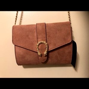 Big Buddha Faux Suede Crossbody Purse Blush Pink